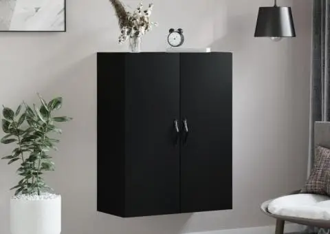 Dulap montat pe perete, negru, 69,5x34x90 cm, lemn prelucrat - 3/5