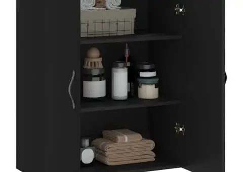 Dulap montat pe perete, negru, 69,5x34x90 cm, lemn prelucrat - 5/5