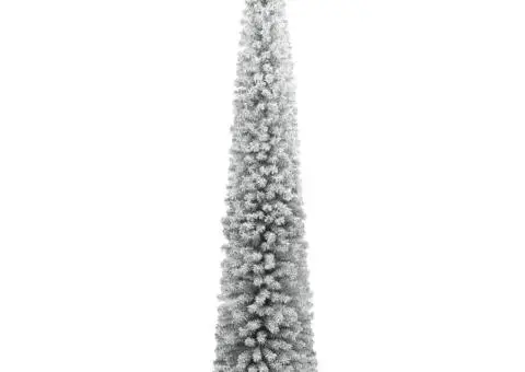 Brad de Crăciun subțire cu suport și zăpadă, 300 cm, PVC - 2/5