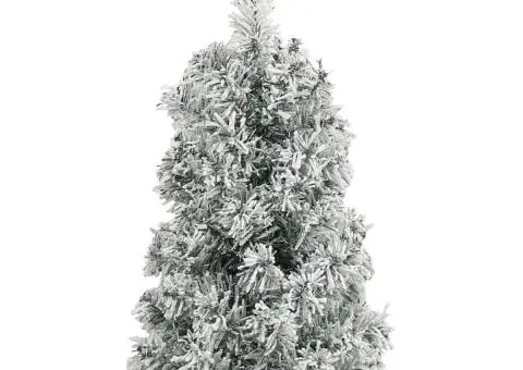 Brad de Crăciun subțire cu suport și zăpadă, 300 cm, PVC - 3/5