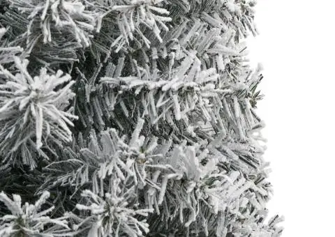 Brad de Crăciun subțire cu suport și zăpadă, 300 cm, PVC - 4/5