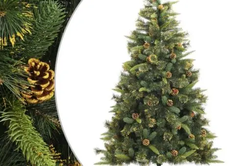 Brad de Crăciun artificial cu conuri și balamale, 180 cm - 1/5
