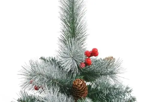 Pom Crăciun artificial cu balamale, conuri, fructe roșii 240 cm - 4/5