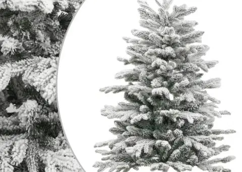 Brad de Crăciun artificial cu balamale și zăpadă pufoasă 240 cm - 1/5