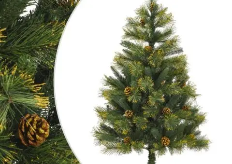 Brad de Crăciun artificial cu conuri și balamale, 120 cm - 1/5