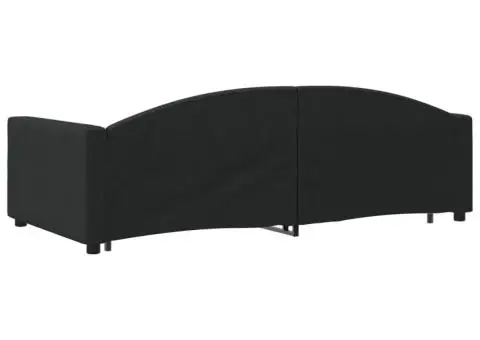 Pat de zi cu extensie, negru, 100x200 cm, textil - 5/5