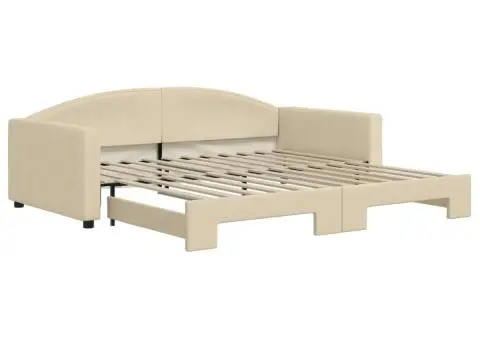 Pat de zi cu extensie, crem, 100x200 cm, textil - 2/5