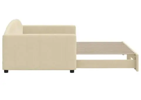 Pat de zi cu extensie, crem, 100x200 cm, textil - 4/5