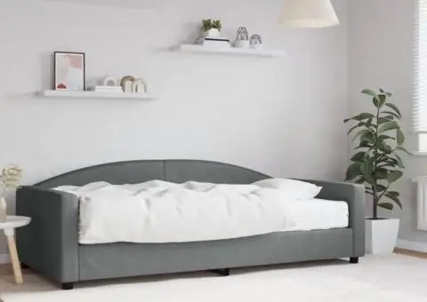 Pat de zi cu saltea, gri închis, 100x200 cm, textil - 1/5