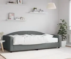 vidaXL Pat de zi cu saltea, gri închis, 100x200 cm, textil