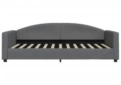 Pat de zi cu saltea, gri închis, 100x200 cm, textil - 4/5