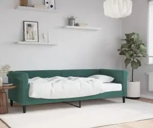 vidaXL Pat de zi cu saltea, verde închis, 80x200 cm, catifea