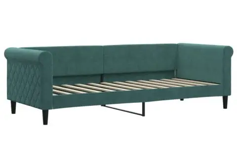 Pat de zi cu saltea, verde închis, 80x200 cm, catifea - 3/5