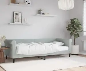 vidaXL Pat de zi cu saltea, gri deschis, 80x200 cm, catifea