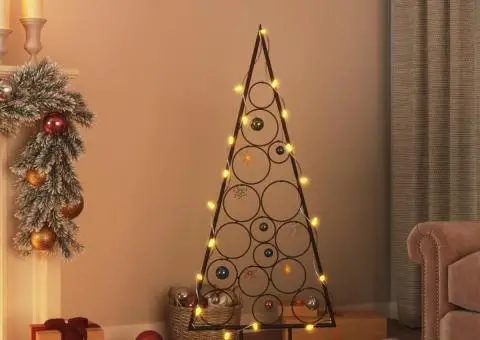 Brad de Crăciun din metal pentru decor, negru, 125 cm - 1/5