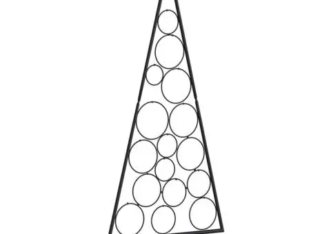 Brad de Crăciun din metal pentru decor, negru, 125 cm - 5/5