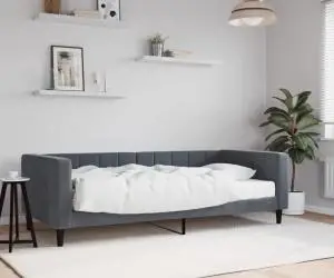 vidaXL Pat de zi cu saltea, gri închis, 90x190 cm, catifea