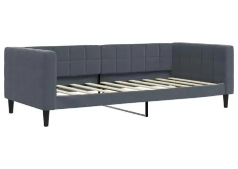 Pat de zi cu saltea, gri închis, 90x190 cm, catifea - 3/5