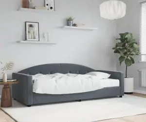 vidaXL Pat de zi cu saltea, gri închis, 90x190 cm, catifea
