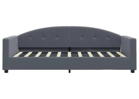 Pat de zi cu saltea, gri închis, 90x190 cm, catifea - 4/5