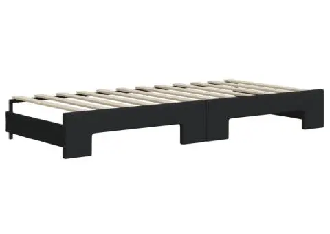 Pat de zi cu extensie și sertare, negru, 80x200 cm, textil - 5/5