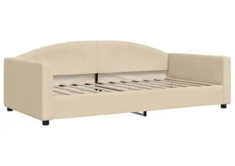 Pat de zi cu extensie și sertare, crem, 100x200 cm, textil - 4/5