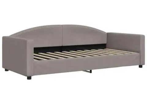 Pat de zi cu extensie și sertare, gri taupe, 90x200 cm, textil - 4/5