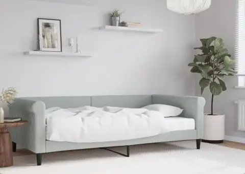 Pat de zi cu saltea, gri deschis, 100x200 cm, catifea - 1/5