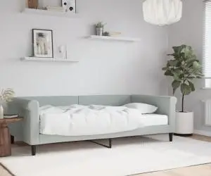 vidaXL Pat de zi cu saltea, gri deschis, 100x200 cm, catifea