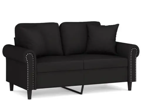 Canapea cu 2 locuri cu pernuțe, negru, 120 cm, catifea - 2/5