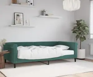 vidaXL Pat de zi cu saltea, verde închis, 100x200 cm, catifea