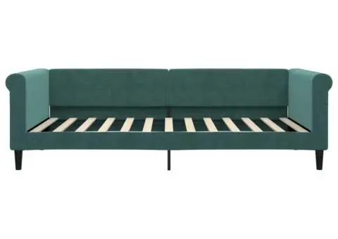 Pat de zi cu saltea, verde închis, 100x200 cm, catifea - 4/5