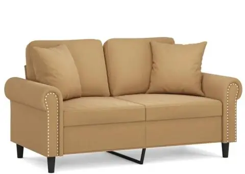 Canapea cu 2 locuri cu pernuțe, maro, 120 cm, catifea - 2/5