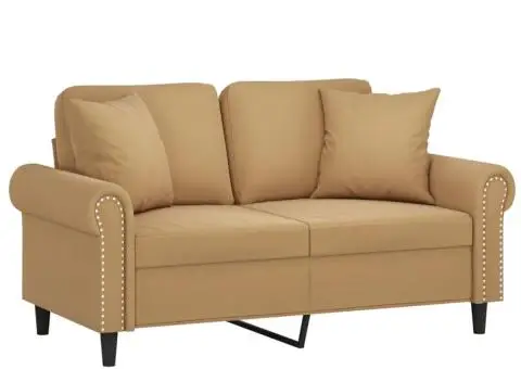 Canapea cu 2 locuri cu pernuțe, maro, 120 cm, catifea - 3/5