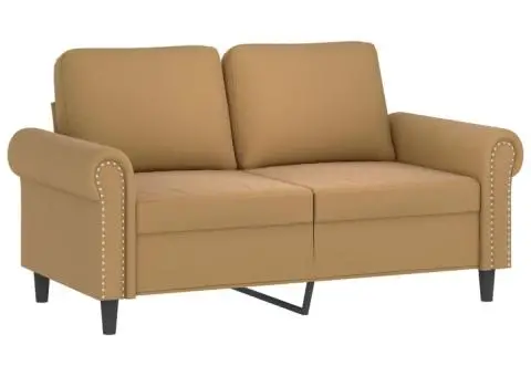 Canapea cu 2 locuri cu pernuțe, maro, 120 cm, catifea - 4/5