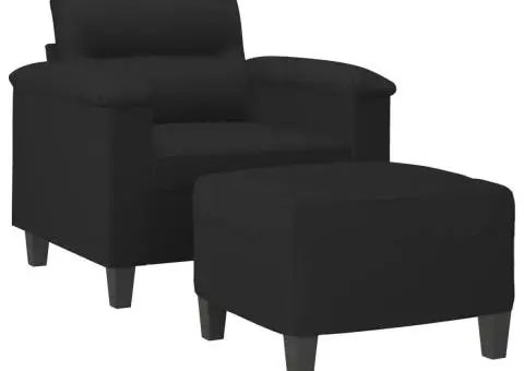 Fotoliu canapea cu taburet, negru, 60 cm, microfibră - 3/5