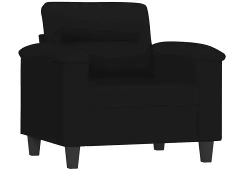 Fotoliu canapea cu taburet, negru, 60 cm, microfibră - 4/5