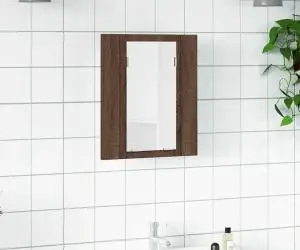 vidaXL Dulap cu oglindă de baie LED, stejar maro, 40x12x45 cm, lemn