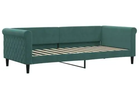 Pat de zi cu saltea, verde închis, 90x200 cm, catifea - 3/5