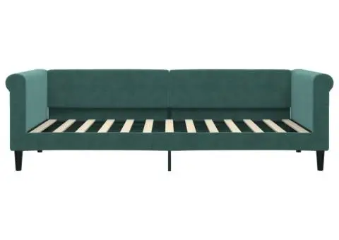 Pat de zi cu saltea, verde închis, 90x200 cm, catifea - 4/5
