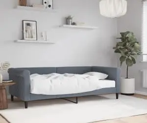 vidaXL Pat de zi cu saltea, gri închis, 90x190 cm, catifea