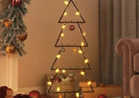 Brad de Crăciun din metal pentru decor, negru, 90 cm - 1/5