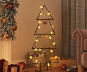 vidaXL Brad de Crăciun din metal pentru decor, negru, 90 cm