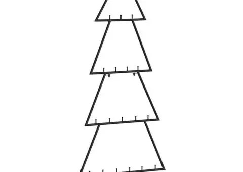 Brad de Crăciun din metal pentru decor, negru, 90 cm - 2/5