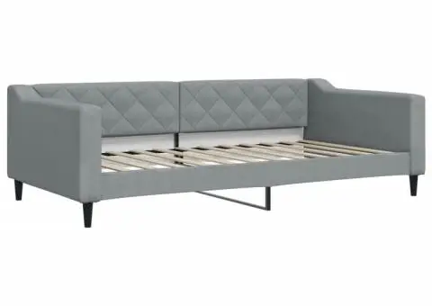 Pat de zi cu extensie, gri deschis, 100x200 cm, textil - 4/5