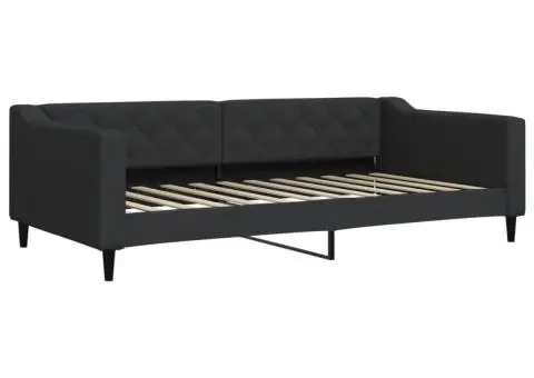 Pat de zi cu extensie, negru, 100x200 cm, textil - 4/5