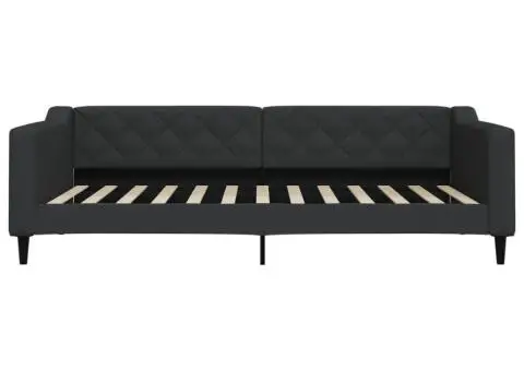 Pat de zi cu extensie, negru, 100x200 cm, textil - 5/5