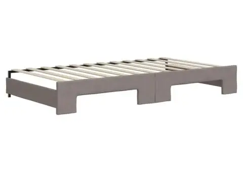 Pat de zi cu extensie și saltele, gri taupe, 100x200 cm, textil - 5/5