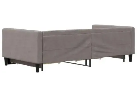 Pat de zi cu extensie și sertare, gri taupe, 100x200 cm, textil - 5/5