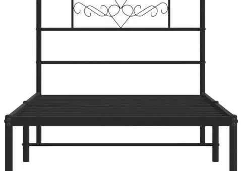 Cadru de pat din metal cu tăblie, negru, 107x203 cm - 5/5